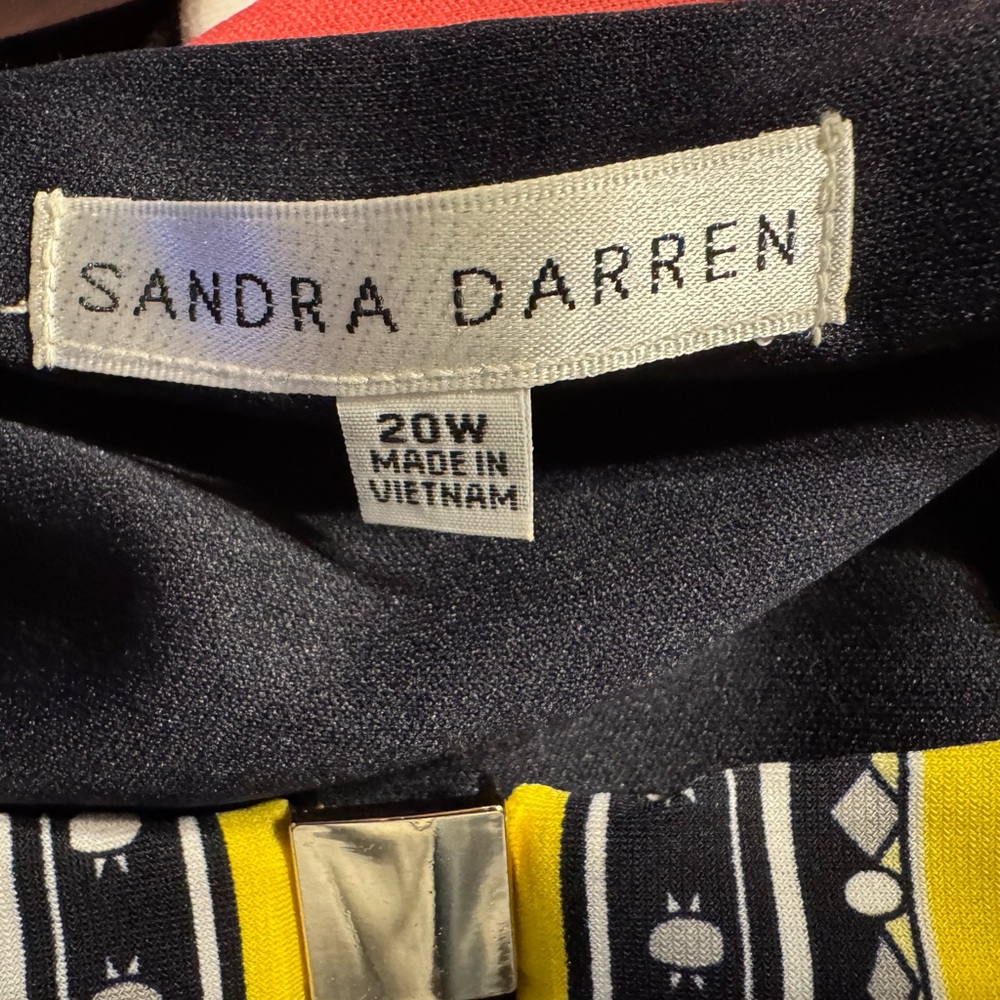 Sandra Darren Black and Yellow Patterned Dress